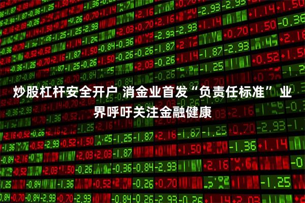 炒股杠杆安全开户 消金业首发“负责任标准” 业界呼吁关注金融健康